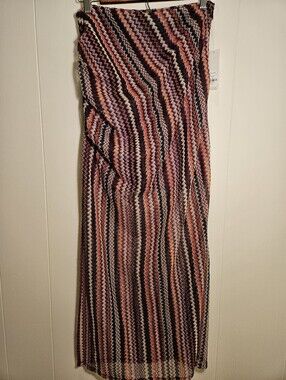 Francesca's Collections Chevron Stripe Maxi Skirt - Pink, Black, Cream